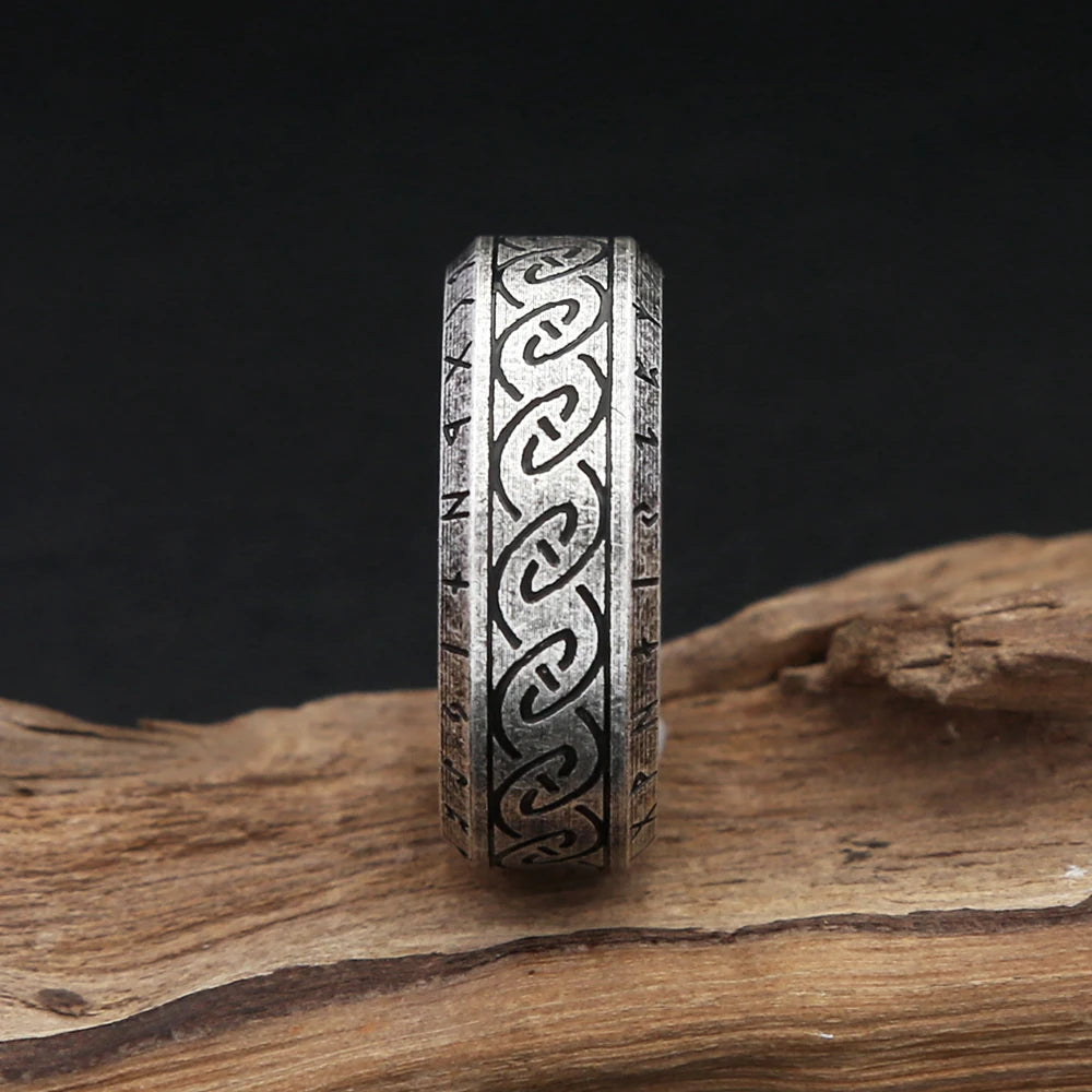 Bague nordique simple en acier inoxydable Futhark Runes pour hommes et femmes Viking Odin Vegvisir Amulet Ring Fashion Icelandic Jewelry Gifts