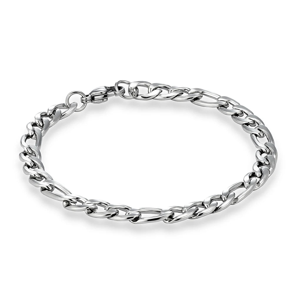 MKENDN Basic Punk Figaro Kettenarmband für Damen und Herren, 4/6/8 mm Edelstahl, silber-goldfarben, Geschenkidee