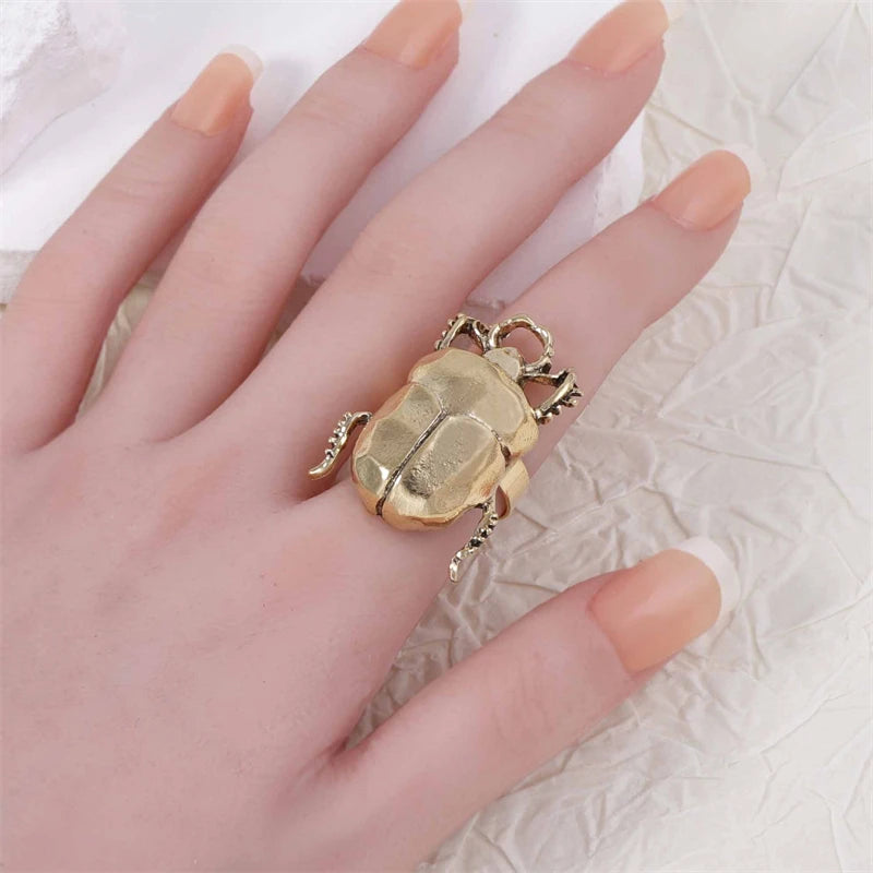 Retro Insect Opening Ring For Women Animal Beetle Cicada Punk Hip-hop Adjustable Finger Ring Trend Daily Party Jewelry Accessory - Madeinsea©