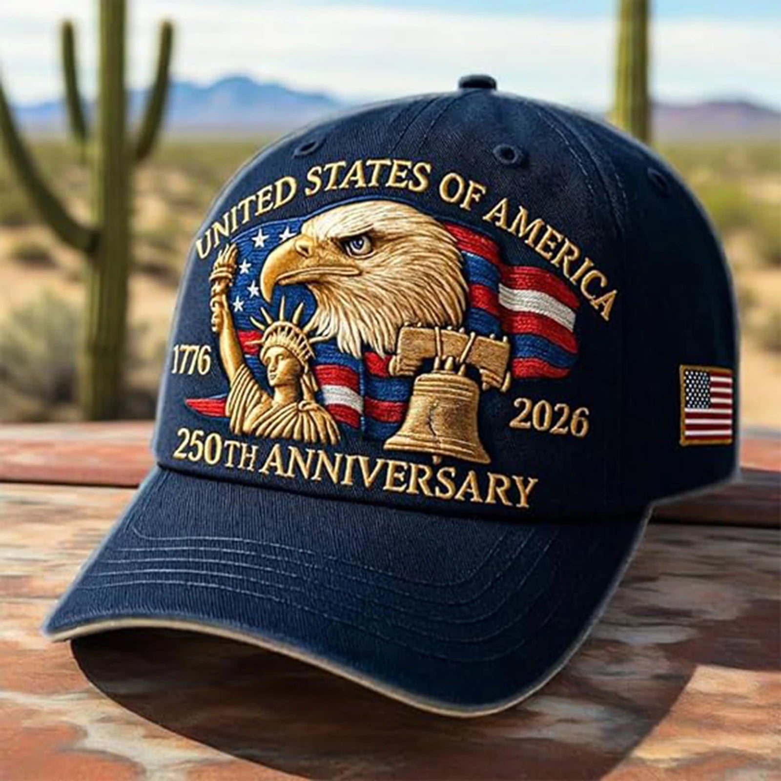 United States 250th Anniversary Cap Adjustable Washed Cotton Baseball Cap Vintage Tribute Eagle Printed Patriotic Trucker Hat - Madeinsea©