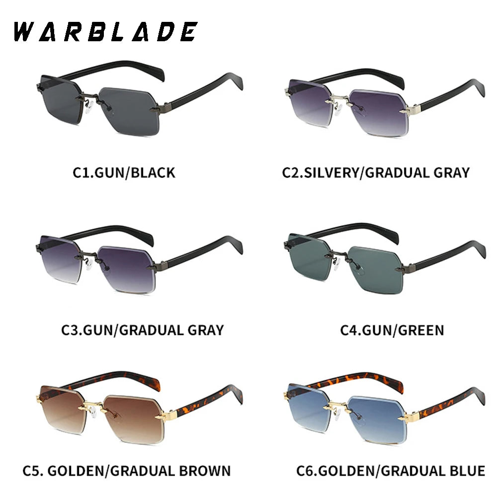 Luxury Square Sunglasses Men Retro Brand Designer Fashion Rimless Sun Glasses Shades Cutting Lens Ladies Frameless Eyeglasses