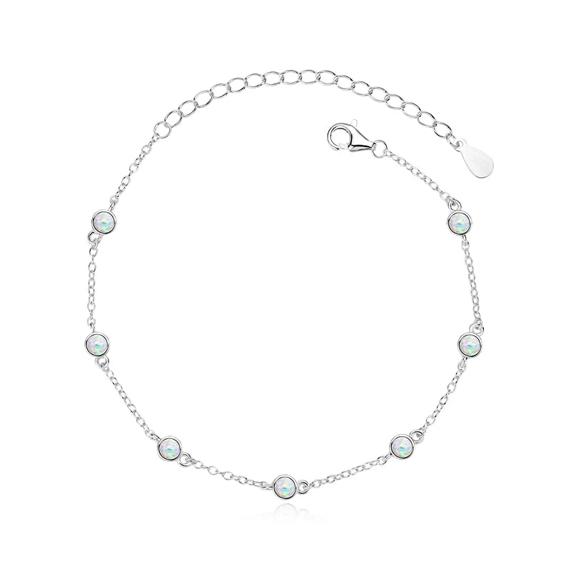 OXTAO Real 925 Silver Artificial White Opal Bolo Bracelet Adjustable Chain Fashion Women's Bracelet Jewelry Gift Wholesale