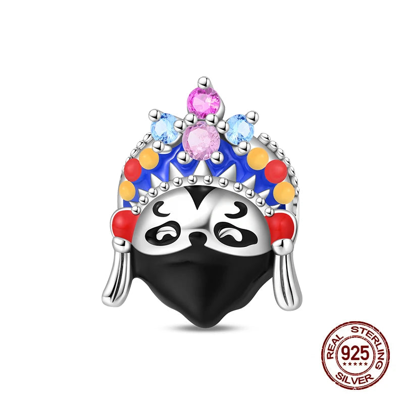 Bracelet à breloques mignonnes en argent sterling 925, taille originale, avec des motifs de monstres, robots, chiens et pandas chinois. Perles et breloques pour femmes, à créer soi-même ou pour des fêtes. Bijoux de fête.