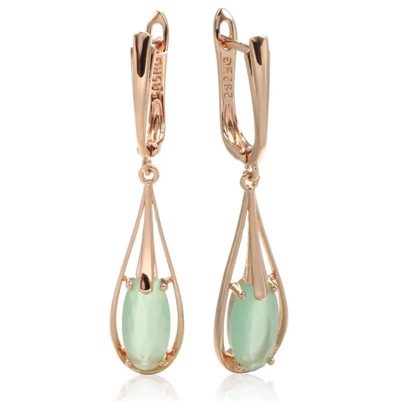 Rose Gold Geometric 585RG Earrings for Women Small Square Zircon Ear Clips Minimalist Fashion Jewelry