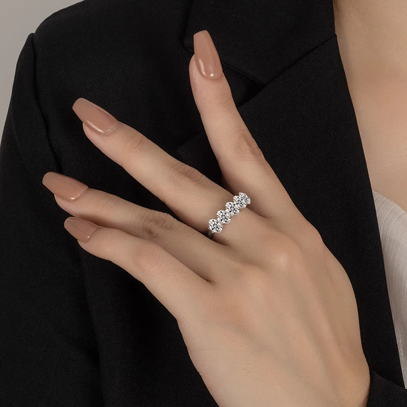 PERFANY Oval Cut Moissanite Ring for Women S925 Pure Silver 5 pieces 0.5CT Laboratory Certified Diamonds Luxury High-end Jewelry - Madeinsea©