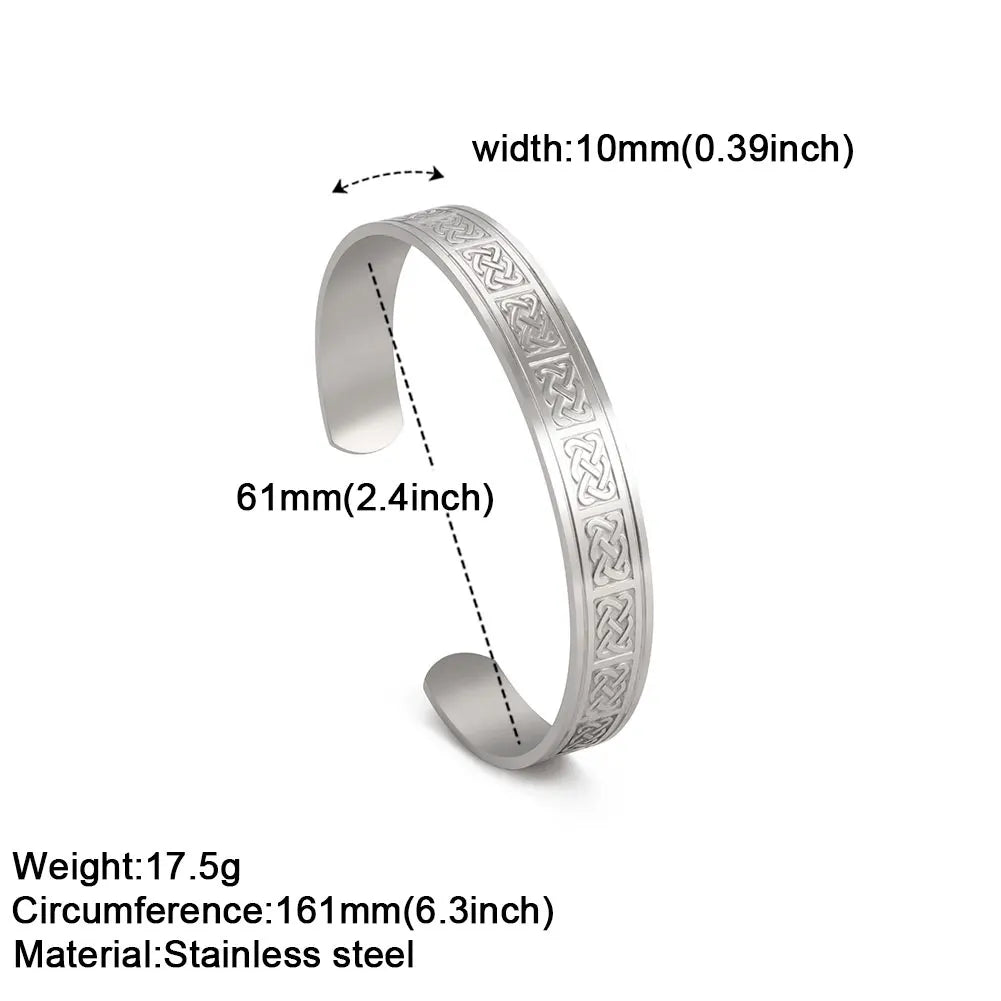 Viking Triquetra Cuff Bangle for Men Boy Stainless Steel Good Luck Celtic Knot Amulet Vintage Irish Knots Bracelet Jewelry Gift