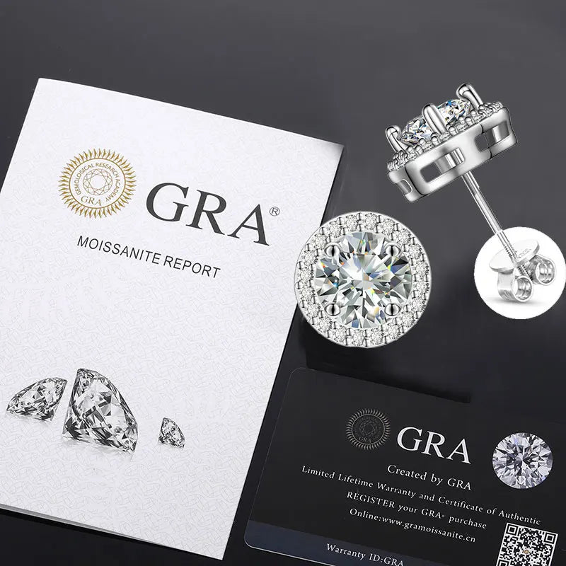Boucles d'oreilles unisexes TUHE en moissanite VVS1, argent 925, bijoux fins, 3 mm/4 mm/5 mm, cadeau idéal pour femme