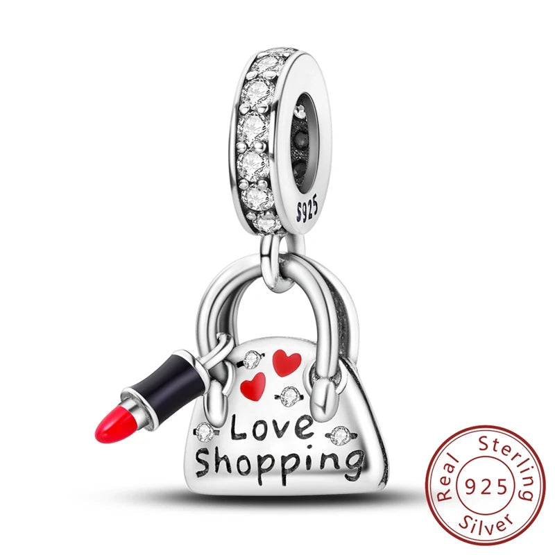 Original Charms Pendant Real S925 Sterling Silver Travel Luggage Airplane Charms Beads for Women Fine Jewelry Gift Making