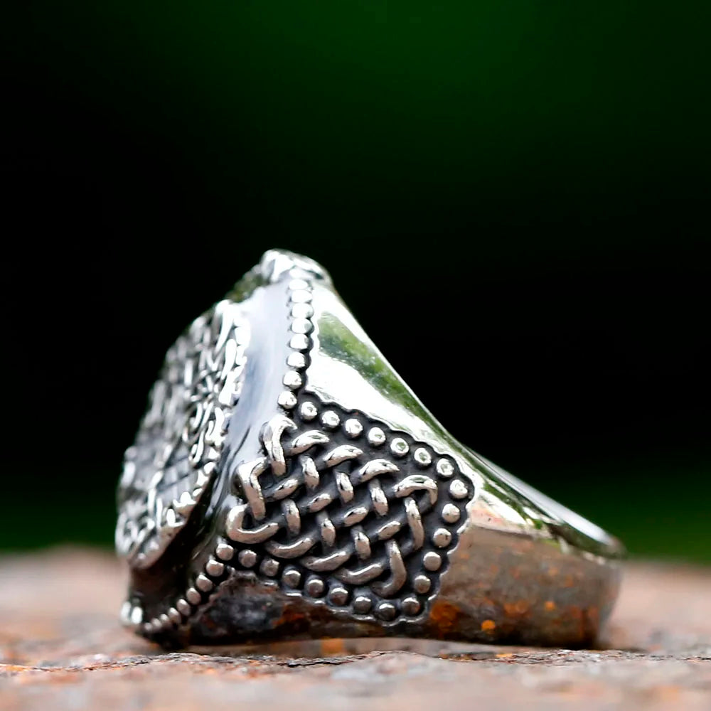 Nordic viking Yggdrasil Viking Tree of Life Ring Men Retro Hip Hop Biker Celtic Knot Ring Stainless Steel Amulet Jewelry Gift