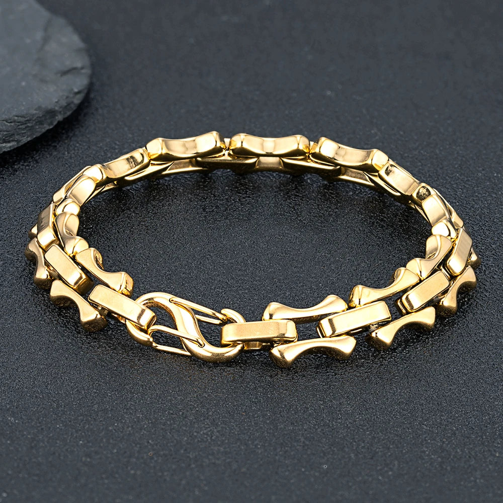 MKENDN 10MM Heavy Stainless Steel Keel Chain Bracelets for Men Boys Oxidized Metal Wristband Punk Rock Chain Bracelet Jewelry