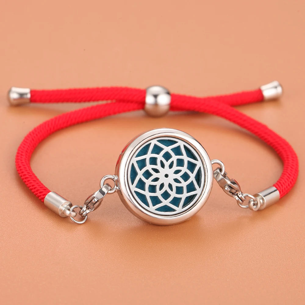 Retro Aromatherapy Essential Oil Diffuser Bracelet Foot Chain Red String Braided Rope Diffuser Locket Bracelet Aroma Bracelets