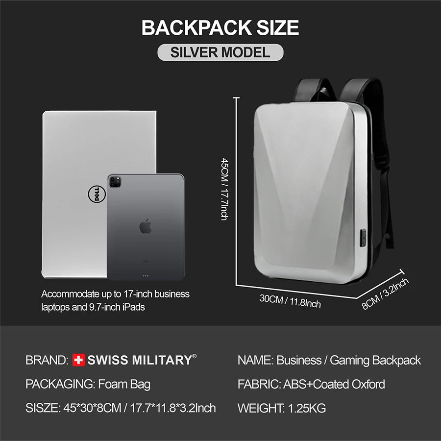 SWISS MILITARY 17 Inch Laptop Backpack Waterproof TSA Anti theft Hard SWISS MILITARY 17 Inch Laptop Backpack Waterproof TSA Anti theft Hard