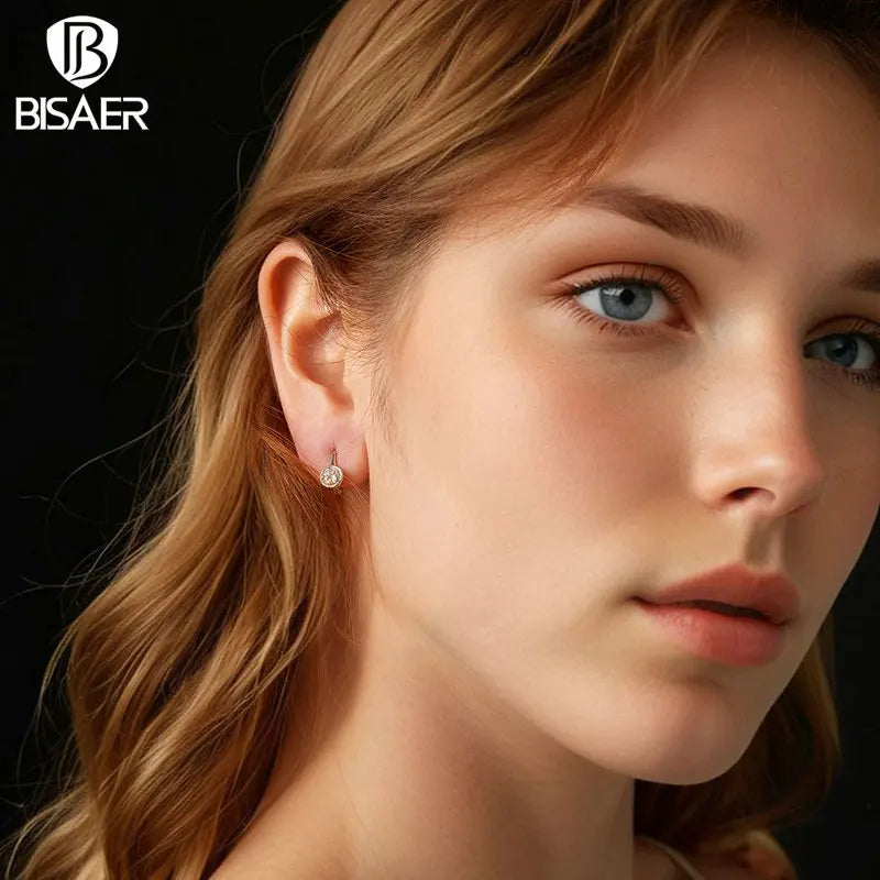 Boucles d'oreilles BISAER en argent sterling 925 avec moissanite scintillante de 0,5 ct pour femme, couleur D VVS1 EX Lab Diamond, bijoux fins de mariage