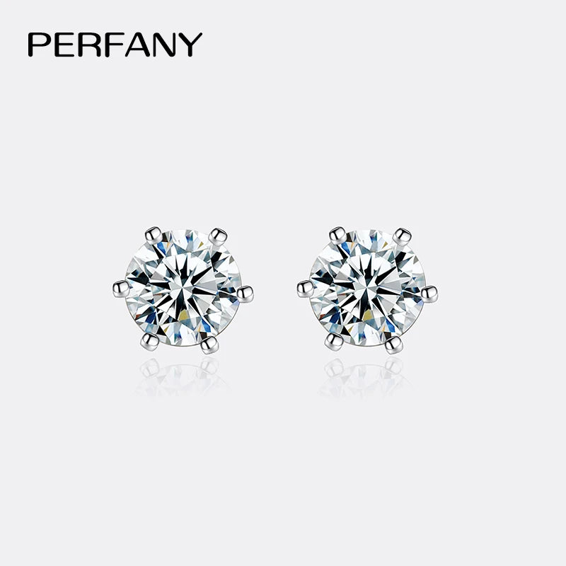 PERFANY 0.2CT-2CT Moissanite Earrings for Women S925 Pure Silver Screws Laboratory Certified Diamond Earrings Wedding Jewelry - Madeinsea©