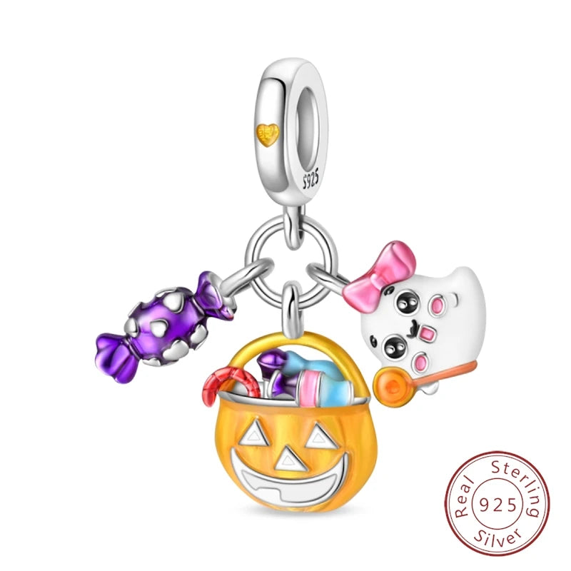 Halloween 925 Sterling Silver Design Charms Beads Pendants Suitable for Original Bracelet DIY Exquisite Making Jewelry