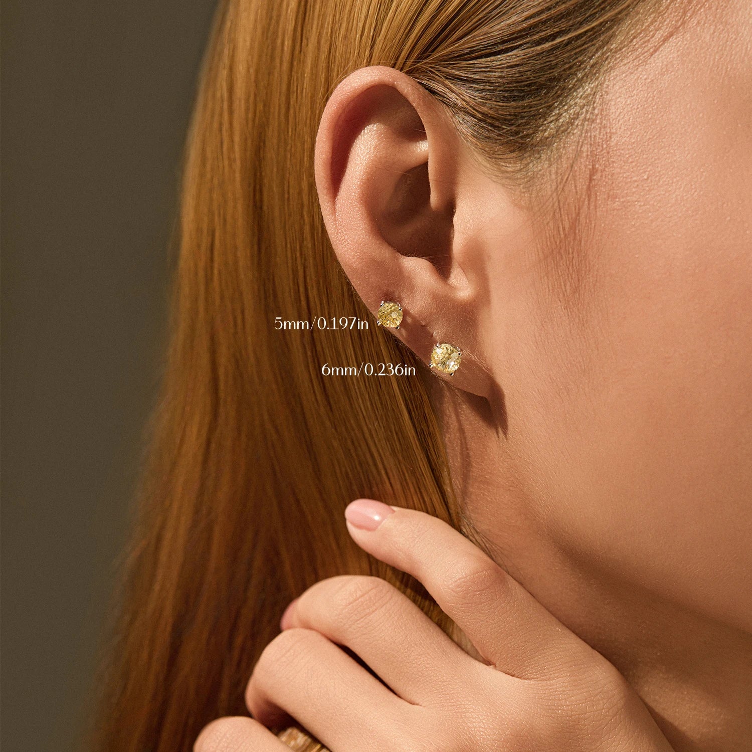 MODIAN 925 Sterling Silver Fashion Light Yellow Firework Cut Zircon Round Studs Earrings For Women And Men Fine Jewelry