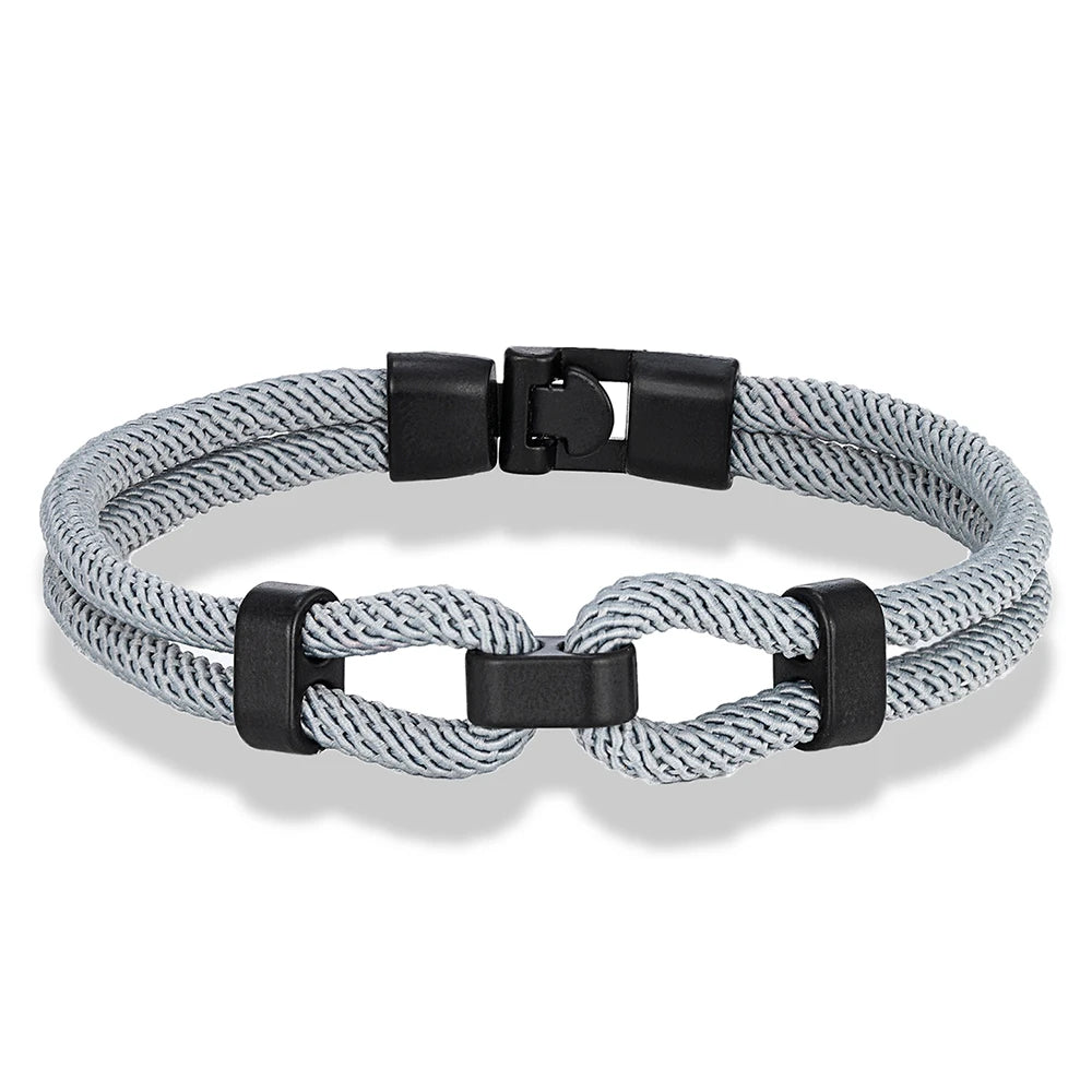 MKENDN Unique Sailing-Inspired Knot Bracelet For Men Black Easy Buckle Rope Bracelet Gifts For Him Nautical Wrap Jewelry Gifts - Madeinsea©