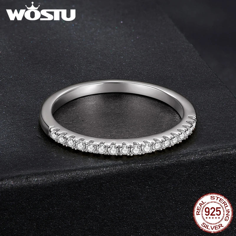 WOSTU Moissanite Wedding band Ring For Women 925 Sterling Silver Eternity Stackable Engagement Rings Multi Gems Band Anillos