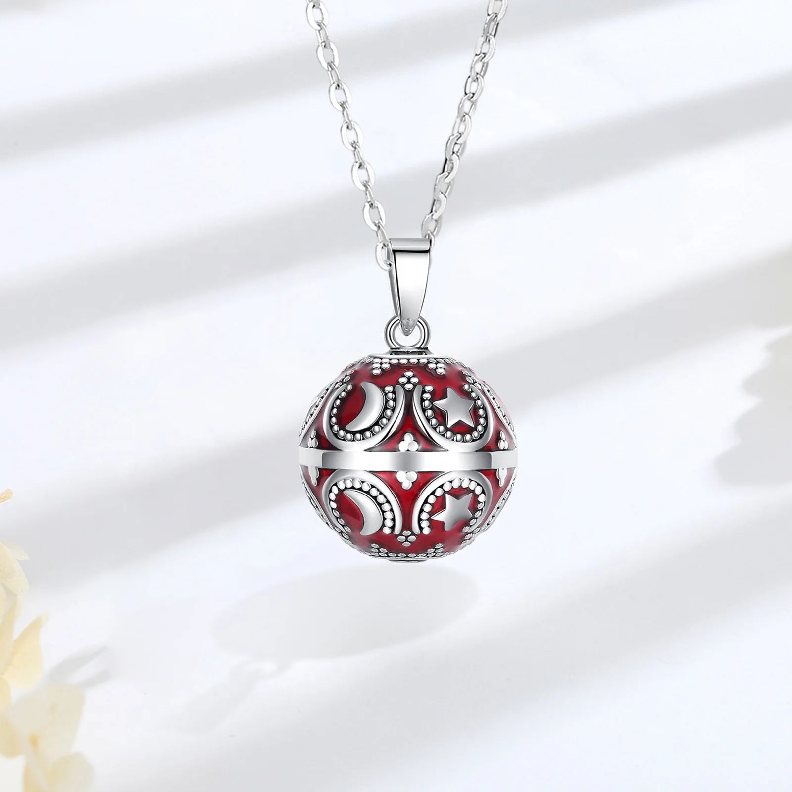 Eudora Collier Bola de Grossesse Necklace 20mm Ball Stars Moon Angel Caller Musical Bell Pendant Jewelry Gift for Pregnant Women