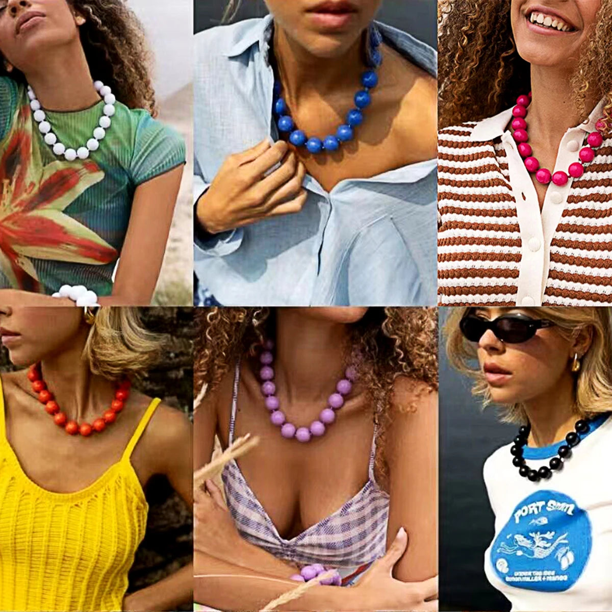 Collier de perles rondes colorées de style bohème Docona pour femmes, mode banquet réglable géométrique bijoux de vacances cadeaux de fête