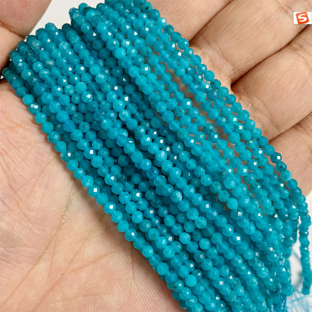 2025 New 2mm 3mm Natural Stone Beads Blue Quartzs Crystal Turquois Aquamarines Beads For Beadwork DIY Bracelet Accessories 38CM