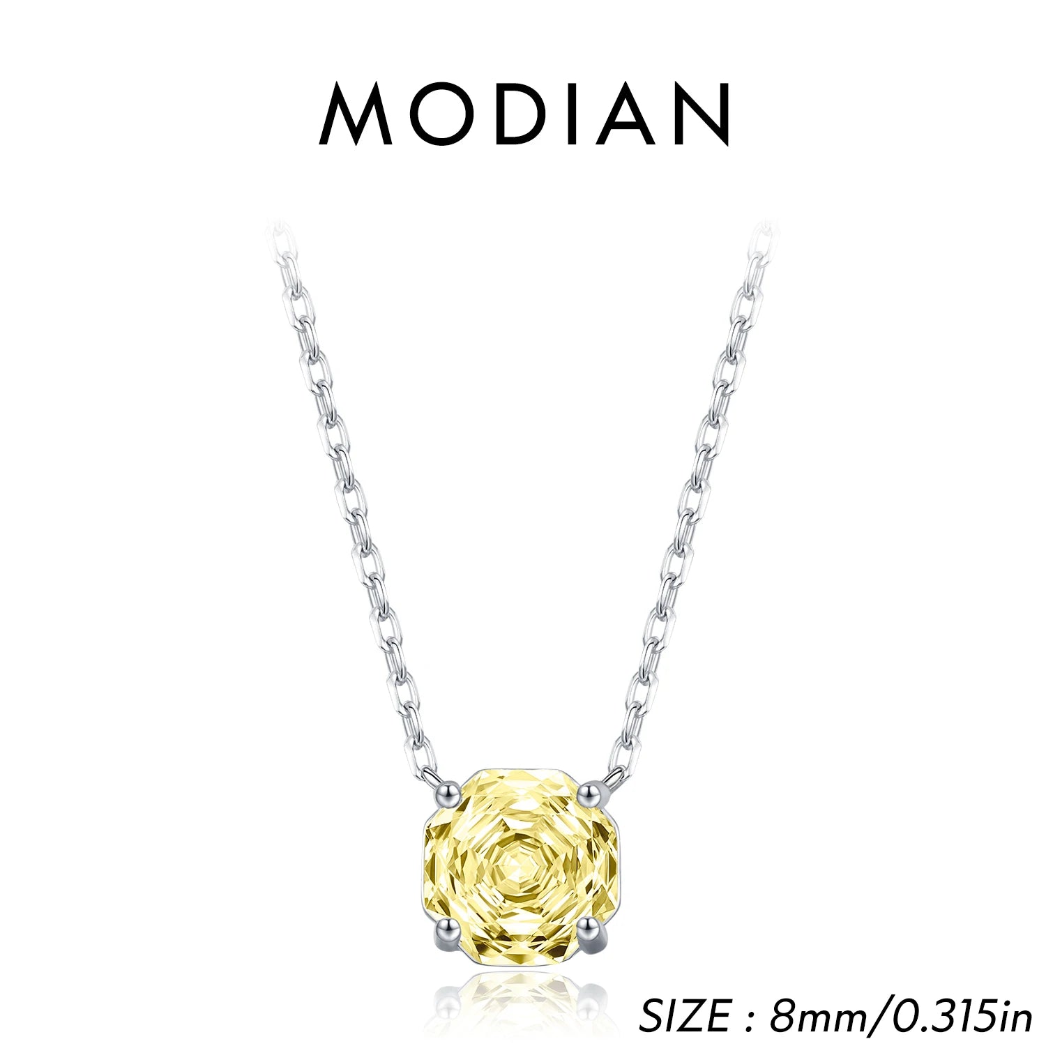 MODIAN 925 Sterling Silver Pendant Necklace Dazzling Light Yellow Rose Cut Zirconia Necklaces For Women Fine Jewelry