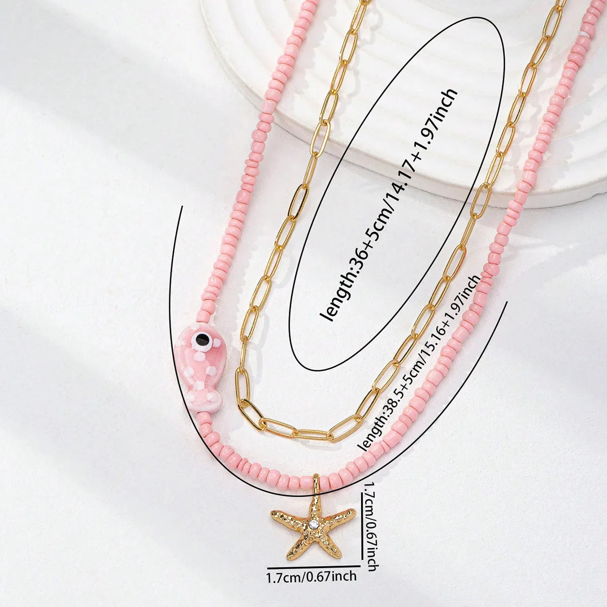 Summer Vacation Beach Colorful Ceramic Pearl Fish Women's Necklace