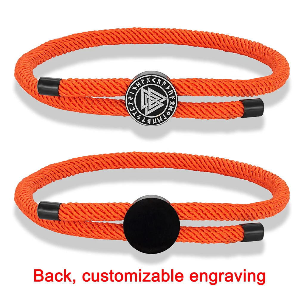 MKENDN 4mm Braided Rope Bracelet Unisex Waterproof Nordic Viking Compass Rune Almut Bangle with Emergency Contact ID Customize
