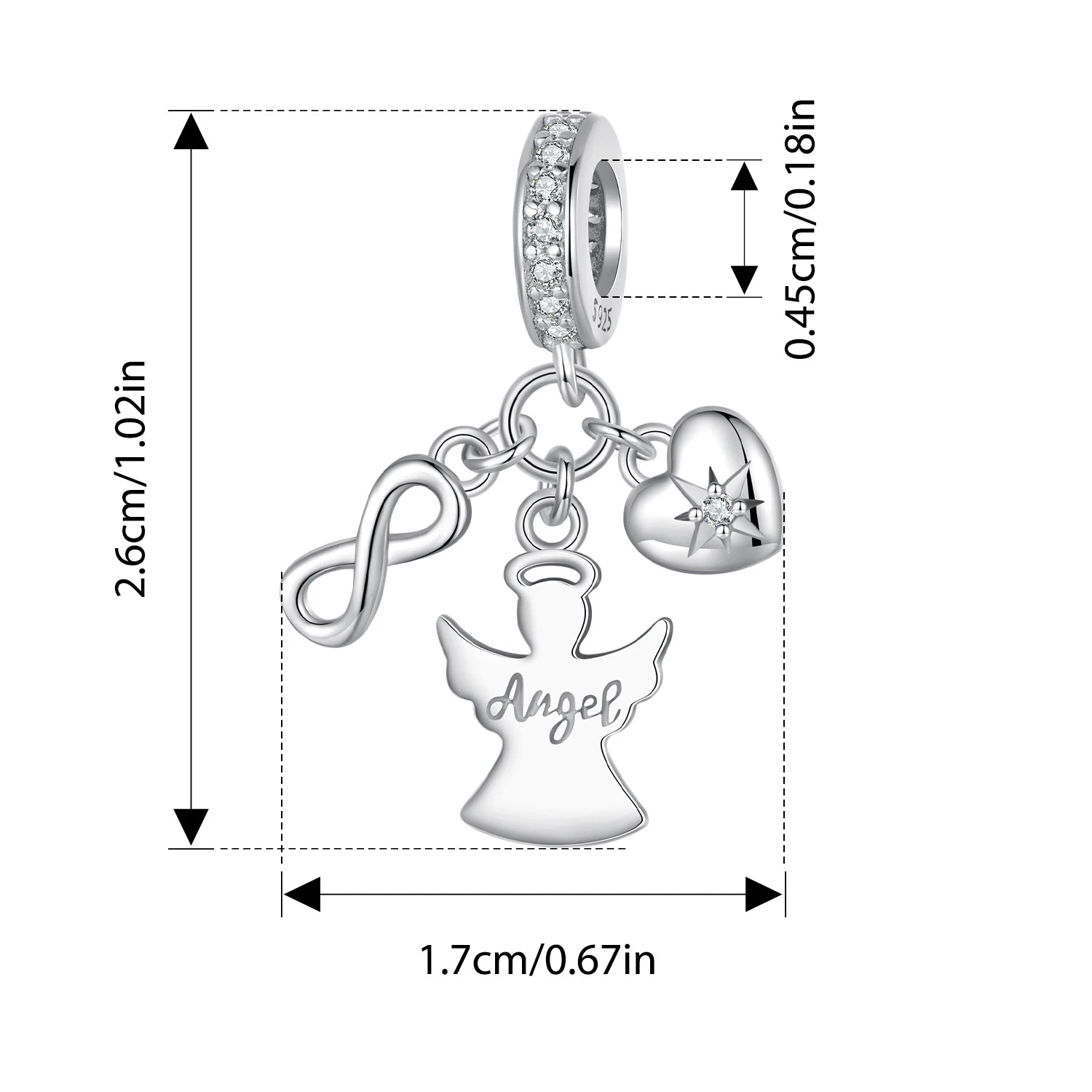 BISAER 925 Sterling Silver Guardian Angel Love Pendant Bible Sacred Heart Charm for Faith Men Women DIY Bracelet Fine Jewelry