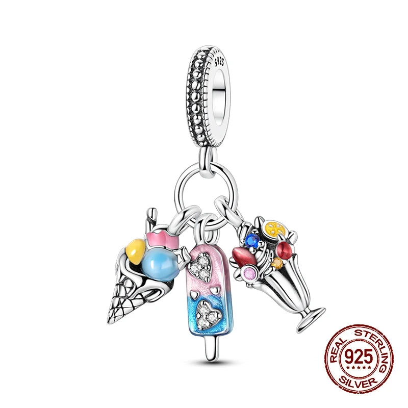 Summer 925 Sterling Silver Luminous Ocean Pendants Crab Whale Shark Charms Beads Fit 925 Original Bracelet Fine DIY Jewelry Gift