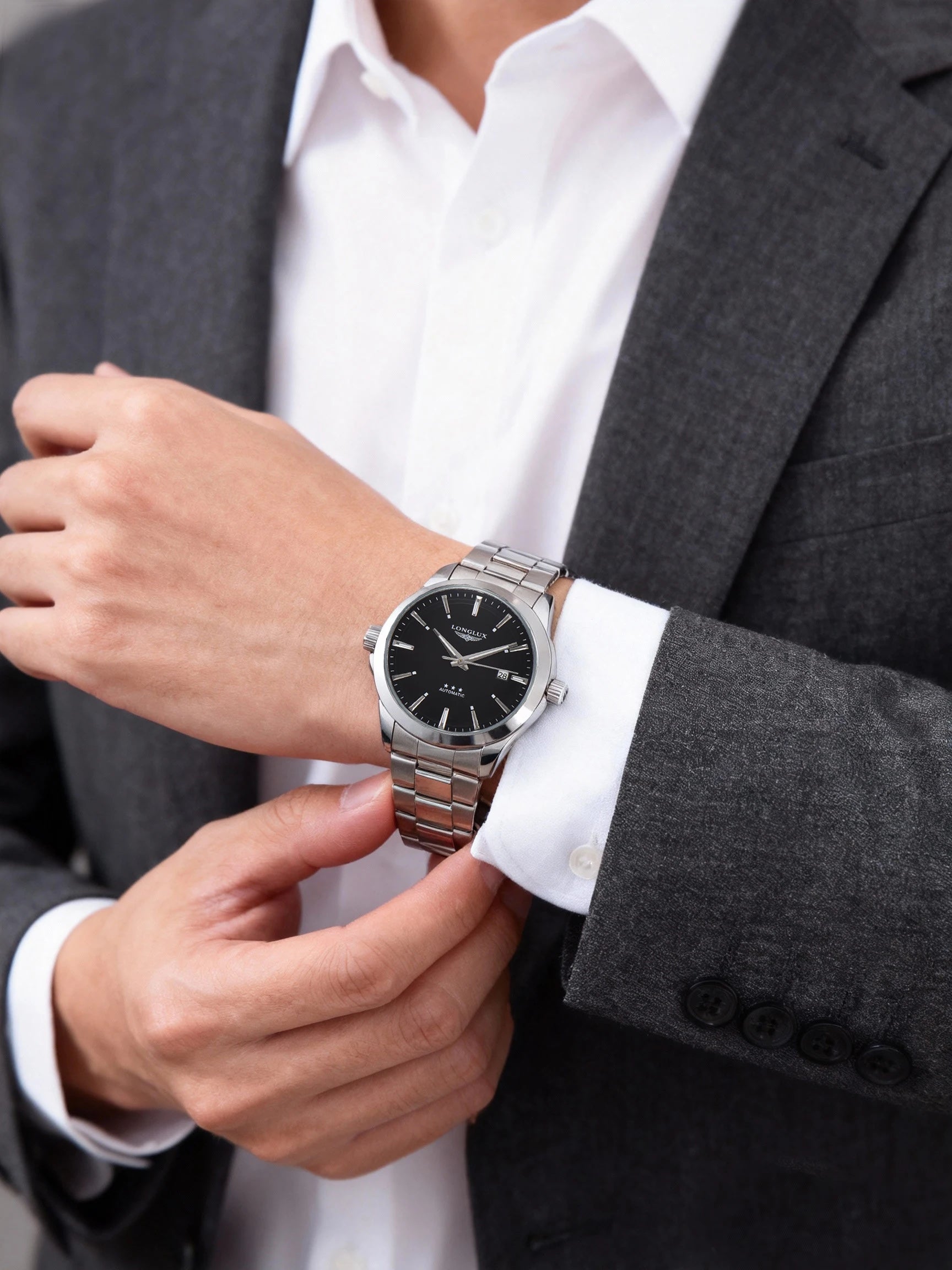 Automatic watch business minimalist modern style date mechanical watches stainless steel waterproof luminous mens watch men gift