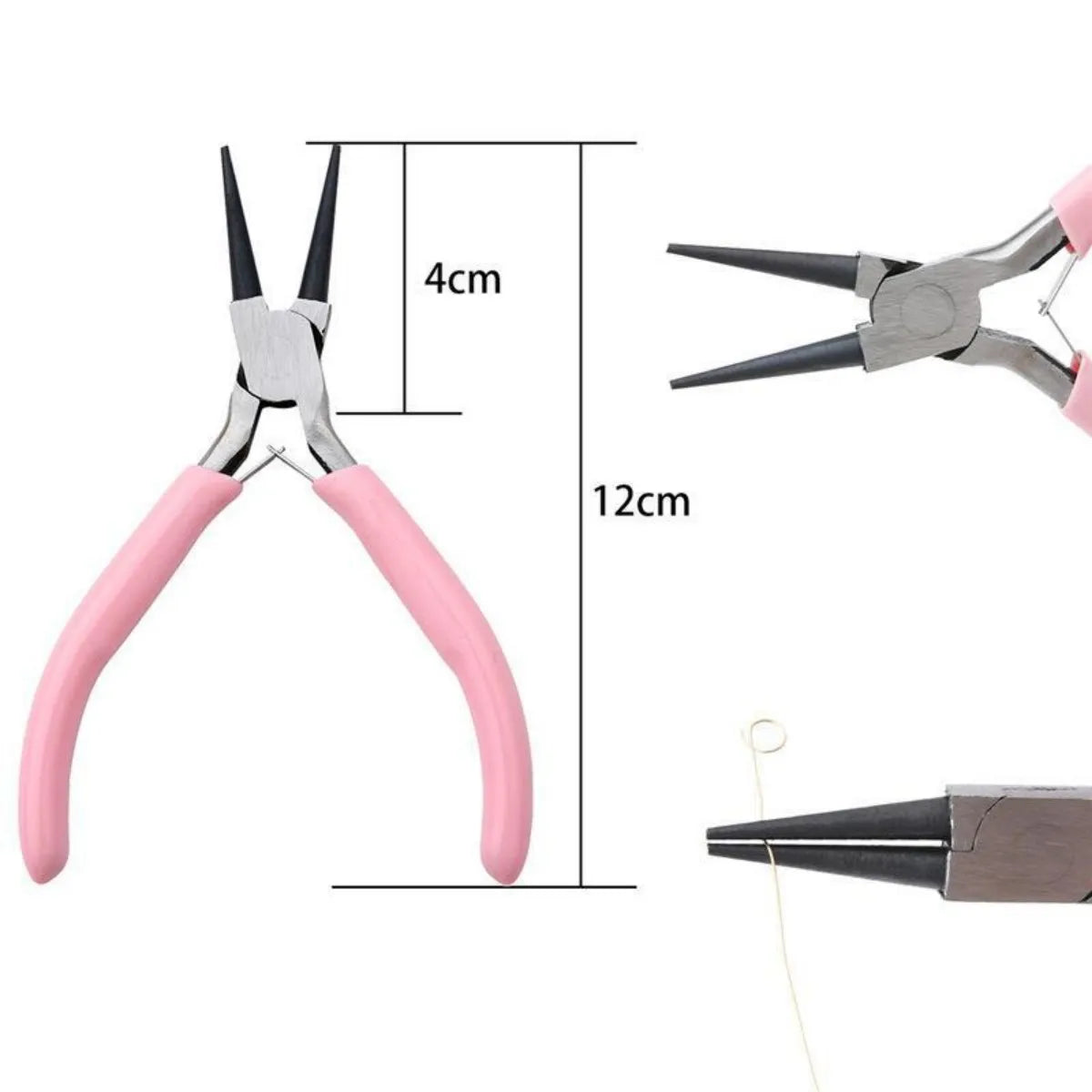 Cute Pink Color Handle Anti-slip Splicing and Fixing Jewelry Pliers Tools & Equipment Kit for DIY Jewelery Making Needlework