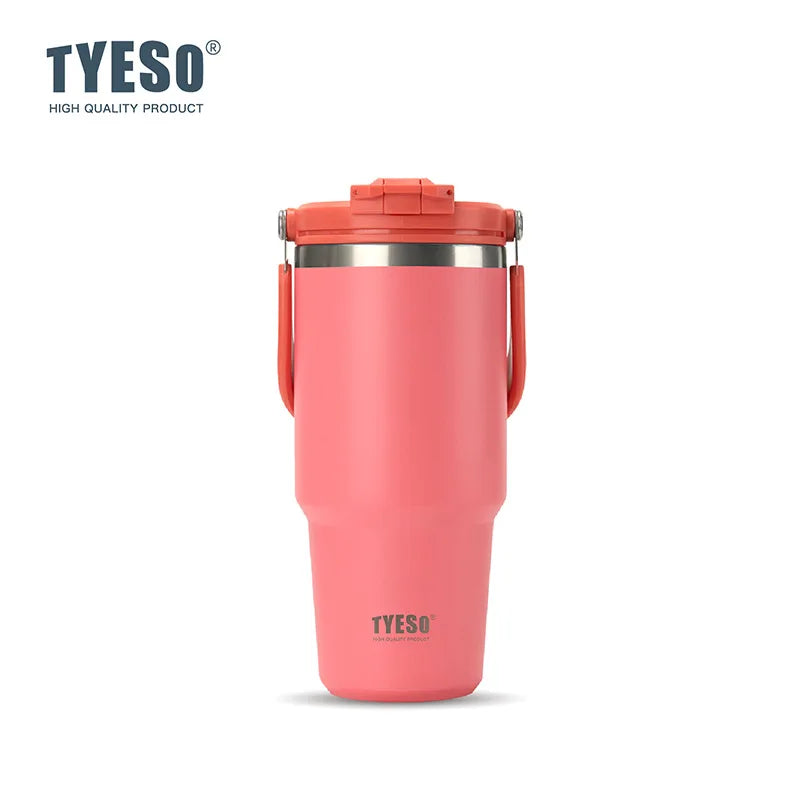 Tyeso 600ML Water Bottle Stainless Steel Vacuum Coffee Thermos with Handle Portable Vacuum Mug Thermos Insulated Car Cup Milk