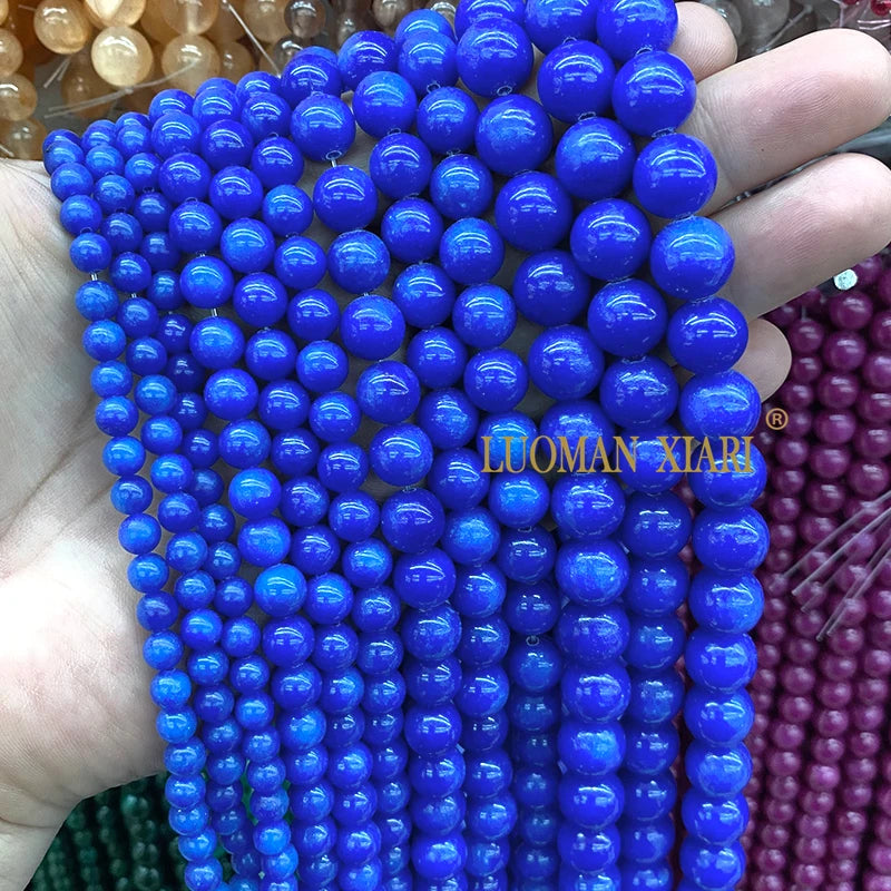 6/8/10/12MM Natural Stone Fossil White Round Loose Spacer Beads for Jewelry Making DIY Earrings Bracelet Charms Accessories 15''