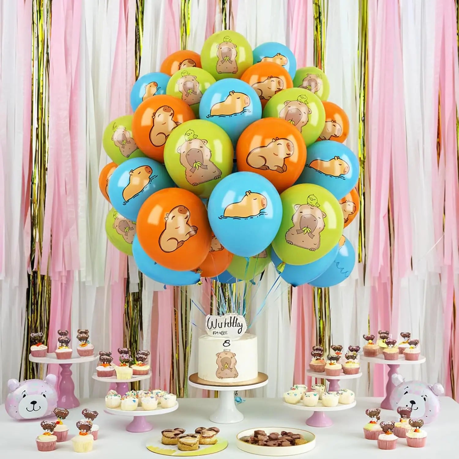 15PCS/1Set Capybara Party Latex Balloons for Children Cute Capybara-themed Birthday Animal Party Decorations Shower Supplies