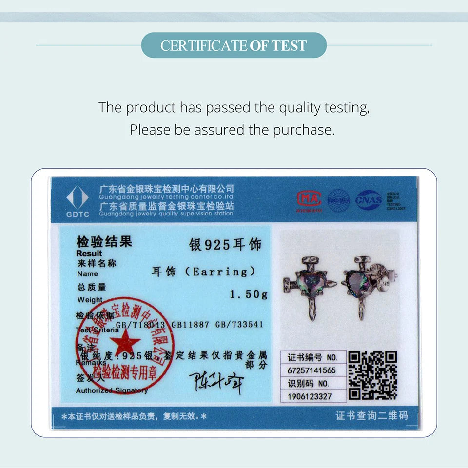 BAMOER 925 Sterling Silver Retro Cross Stud Earrings Transparent Glass Heart Earrings Screws Shape Punk Girl Women Birthday Gift