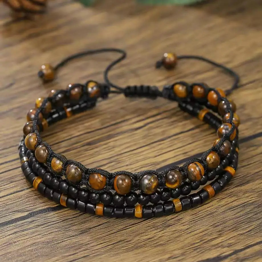 1PC Vintage Male Tribal Coconut Shell Wooden Beaded Bracelet for Men Lava Stone Bracelet Man Jewelry Gift for Him