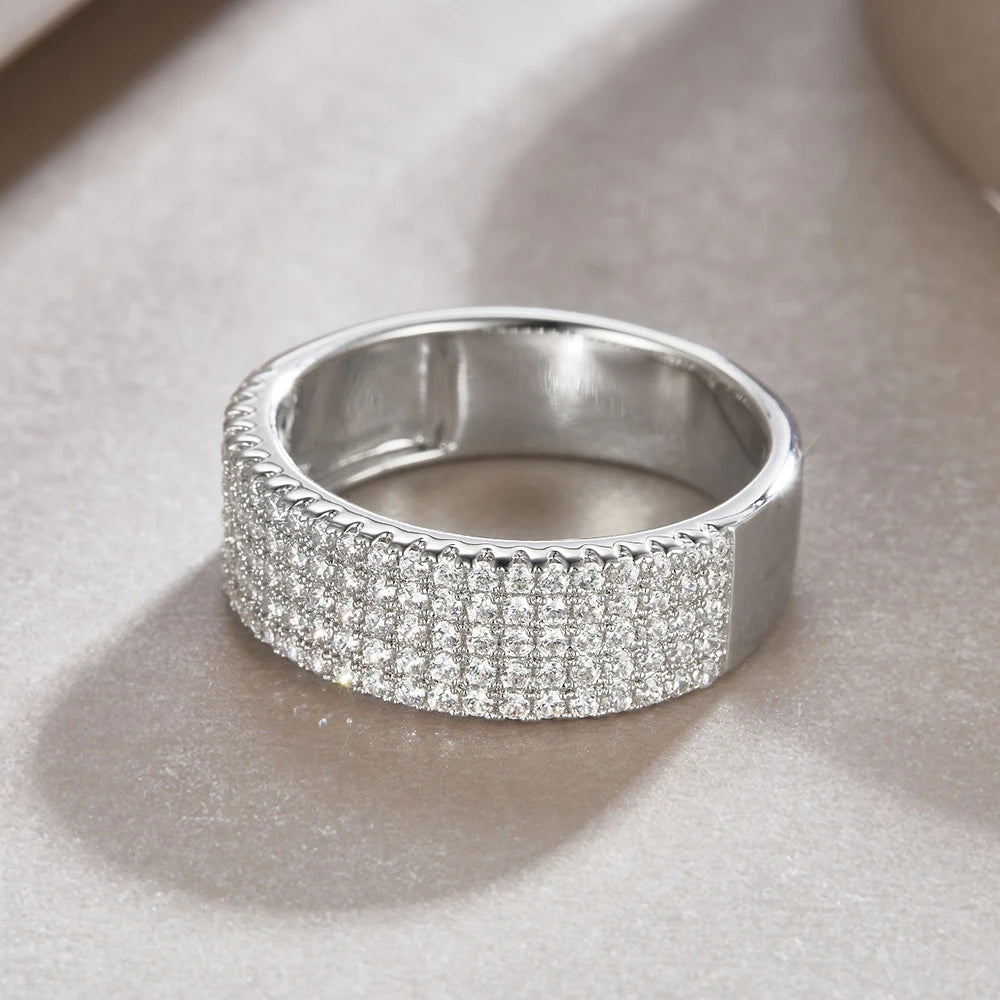 Serenity 5 Row D Color Moissanite Rings Women Gift 100% S925 Sterling Silver Plated 18K Lab Diamond Eternity Rings Fine Jewelry - Madeinsea©