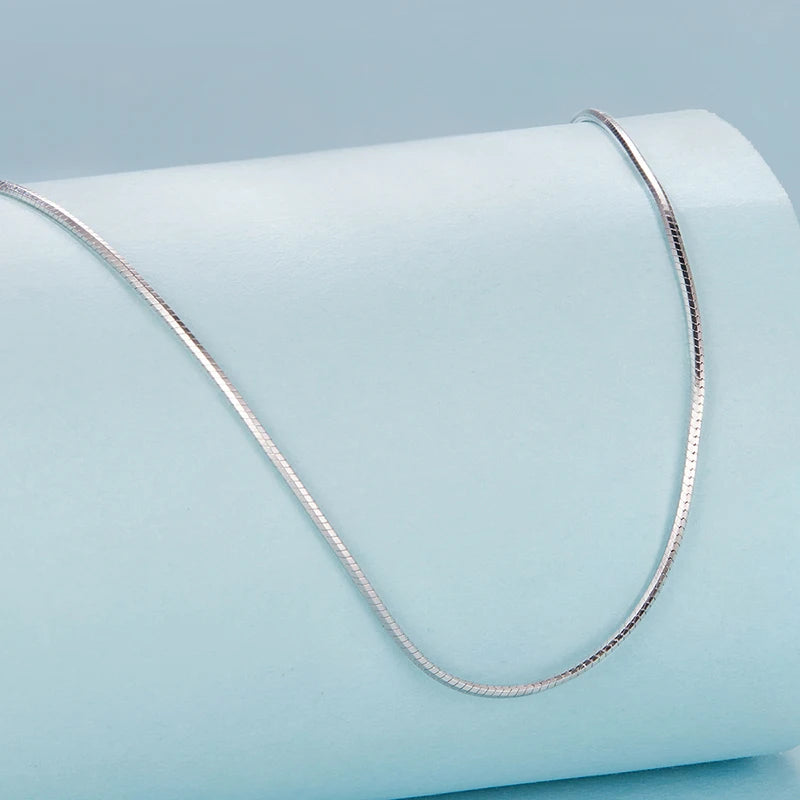WOSTU Solid 925 Sterling Silver Snake Chain necklace For Women Basic s925 silver Round Snake Chain links Choker 40cm 45cm 50cm