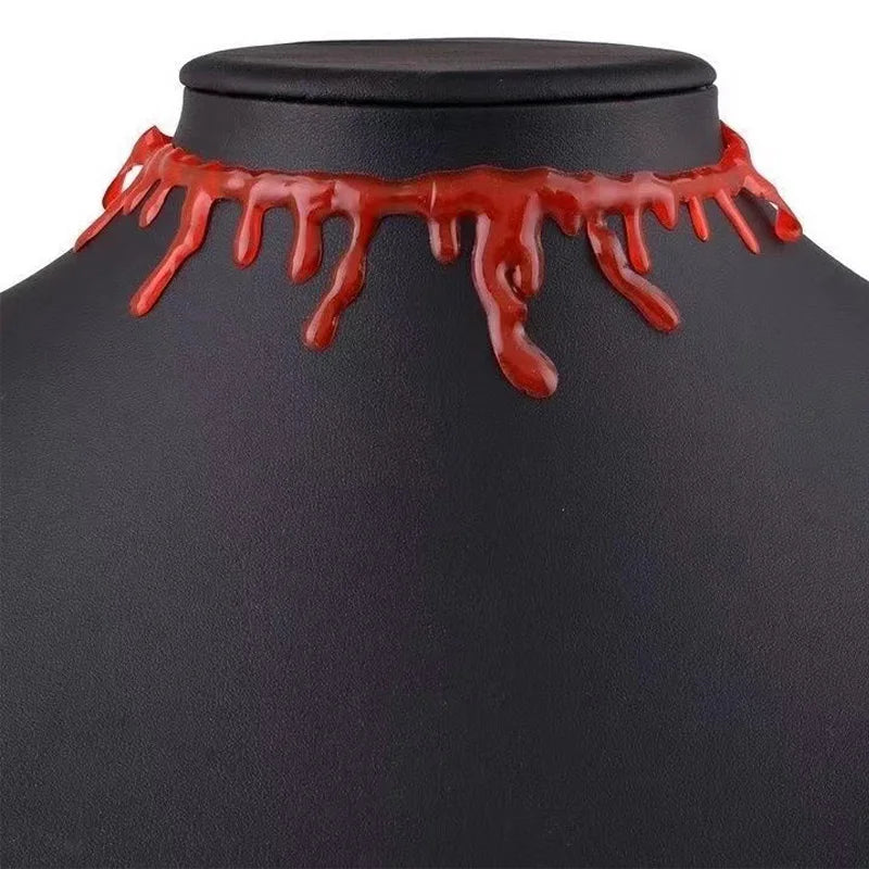 New Creative Halloween Red Dripping Blood Necklace For Women Horror Scary Vampire Bloody Choker Gothic Party Cosplay Jewelry