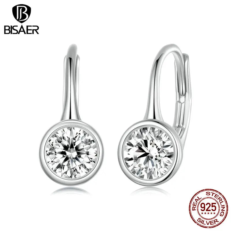 Boucles d'oreilles BISAER en argent sterling 925 avec moissanite scintillante de 0,5 ct pour femme, couleur D VVS1 EX Lab Diamond, bijoux fins de mariage
