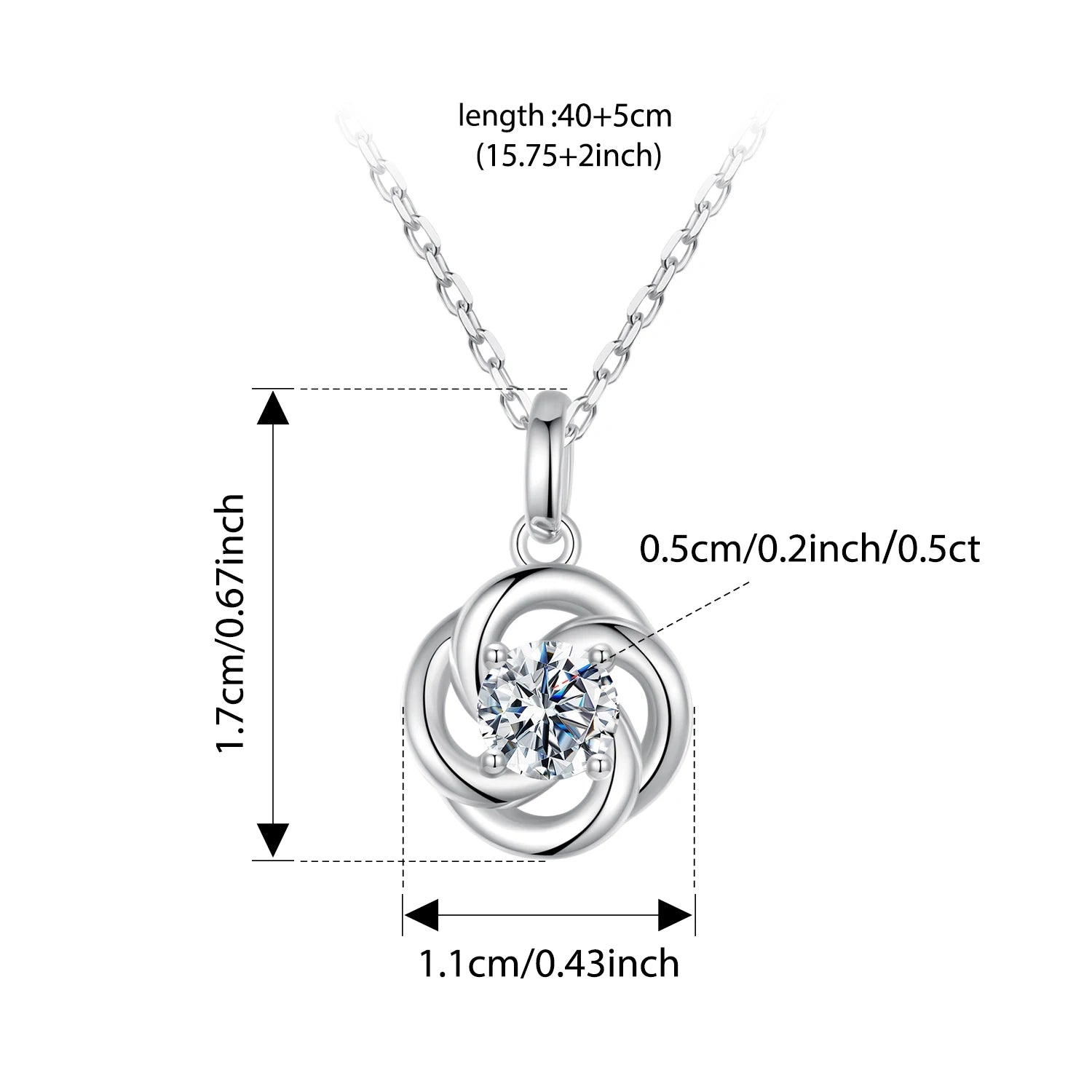 WOSTU Moissanite 4 leaf Clover Stud Earrings Lab Diamond 925 Sterling Silver Lucky Pendant Lady Wedding Set Valentine's Day Gift