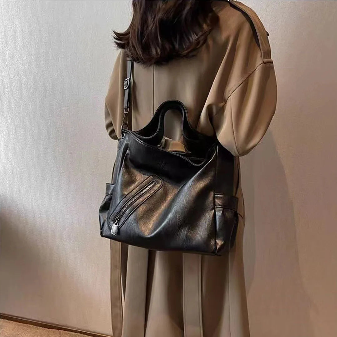 2025 new women's large capacity tote bag, handbag, shoulder bag, cross-body bag, PU business bag, college student's book bag