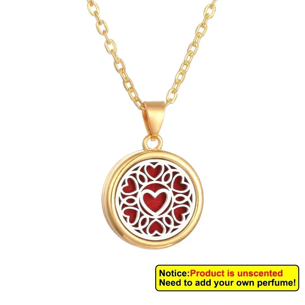 2025 New Tree of Life Aromatherapy Necklace Golden Rose Color Open Locket Scent Aroma Perfume Essential Oil Diffuser Necklace