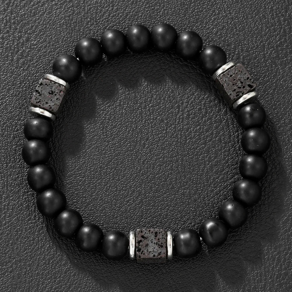 1PC Vintage Male Tribal Coconut Shell Wooden Beaded Bracelet for Men Lava Stone Bracelet Man Jewelry Gift for Him