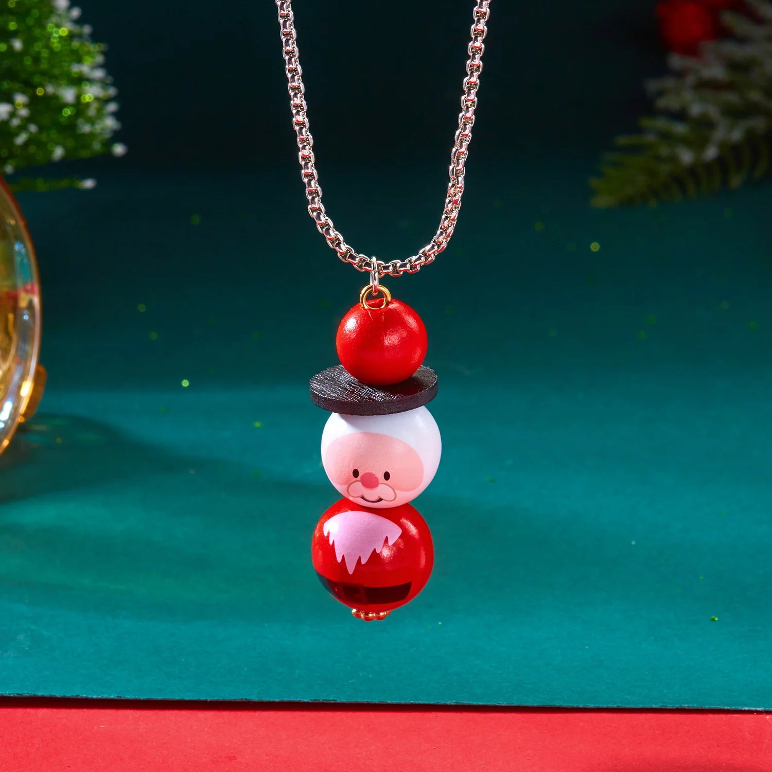 Trendy Christmas Necklace for Women Girls Cartoon Santa Claus Snowman Pendant Long Sweater Chain Choker Party New Year Gifts