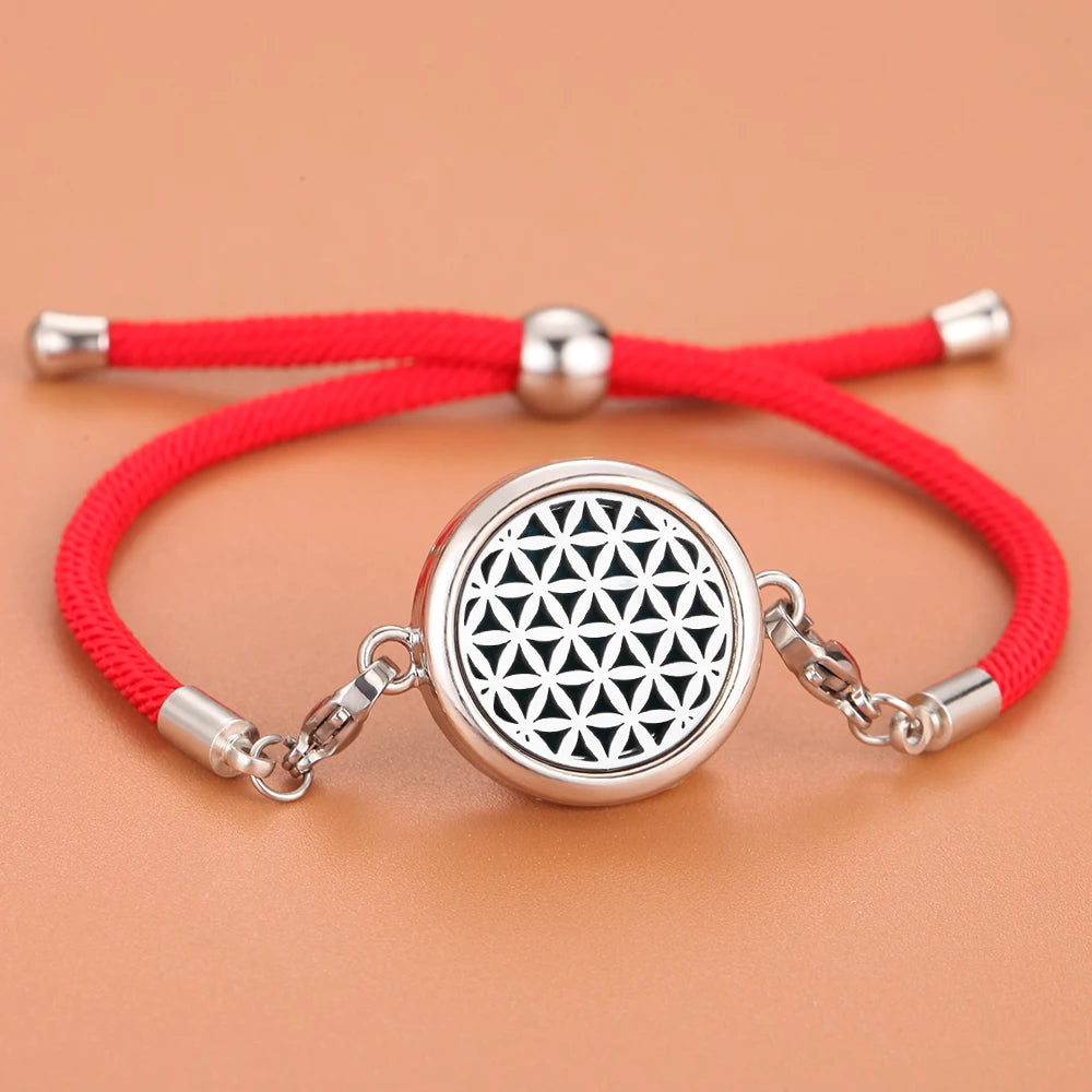 Retro Aromatherapy Essential Oil Diffuser Bracelet Foot Chain Red String Braided Rope Diffuser Locket Bracelet Aroma Bracelets