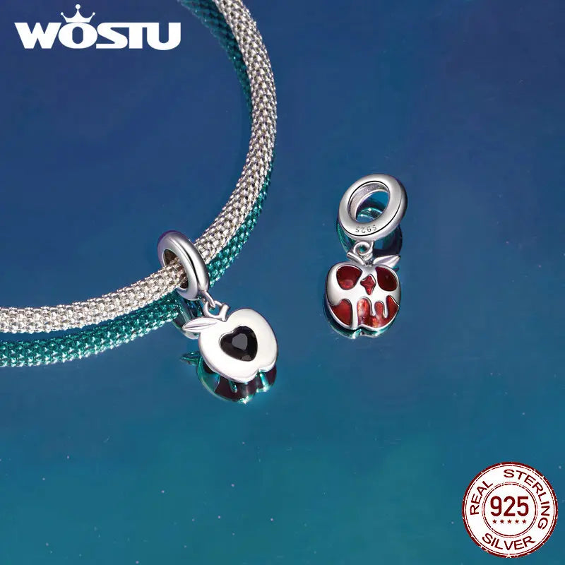 WOSTU 925 Sterling Silver Magic Castle Pendant Dark Purple Beads Fit Original Bracelet for Women DIY Punk Gift Fairy Tale Girls