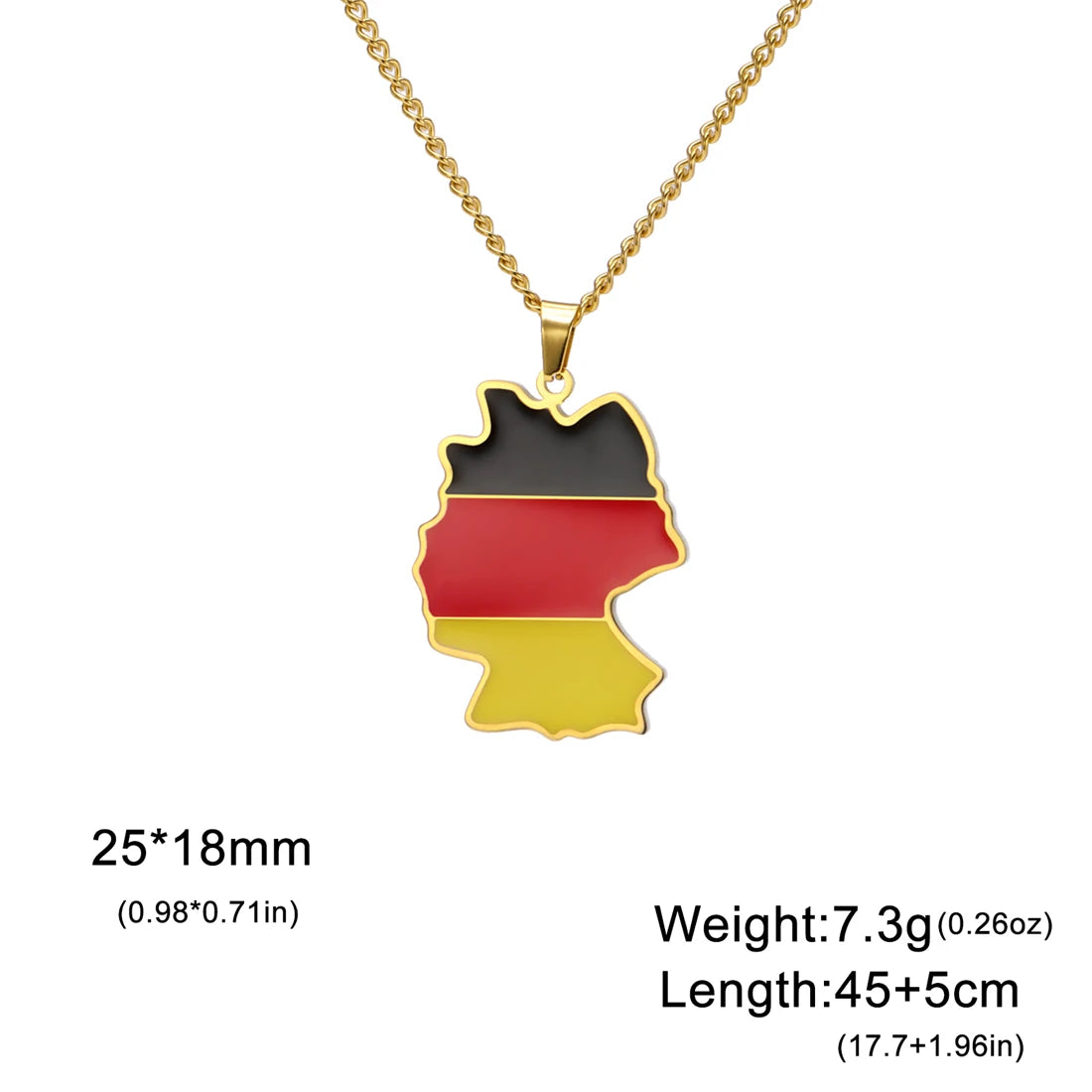 EUEAVAN European Country Map Necklace Stainless Steel Drip Oil Poland France Portugal Romania Ukraine Italy Germany Flag Jewelry