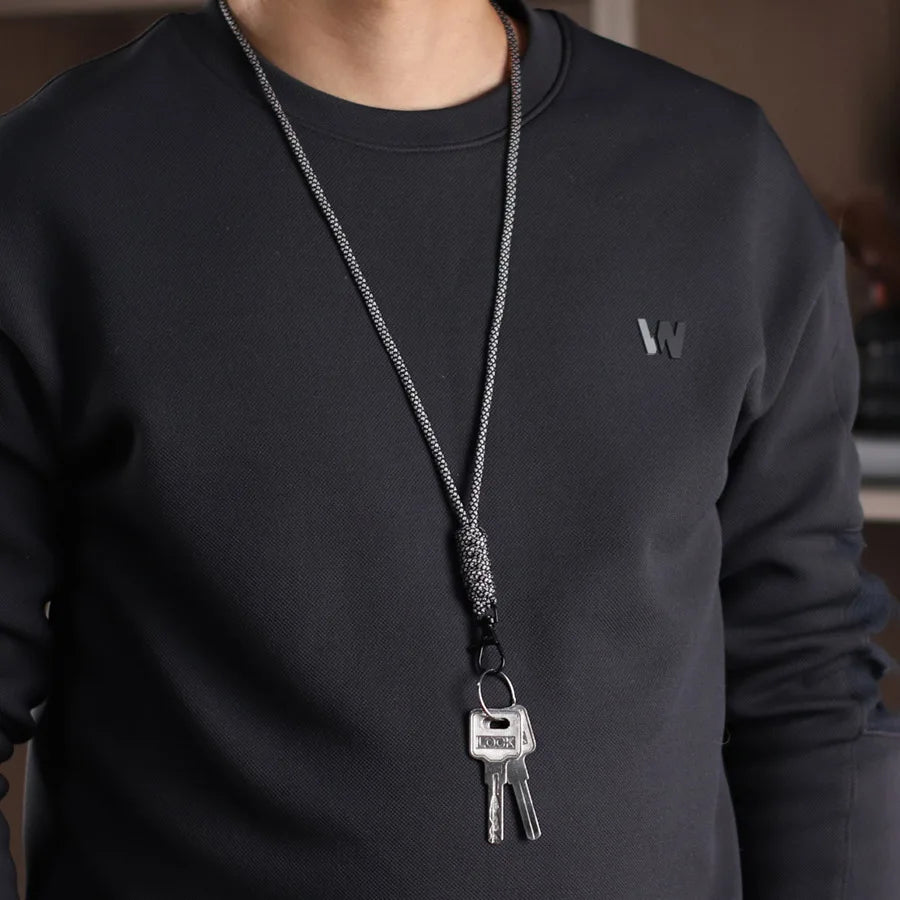 Handmade Paracord Keychain Mobile Phone Student Card Lanyard Mountaineering Survival Key Ring Elderly Anti Slip Hanging Rope